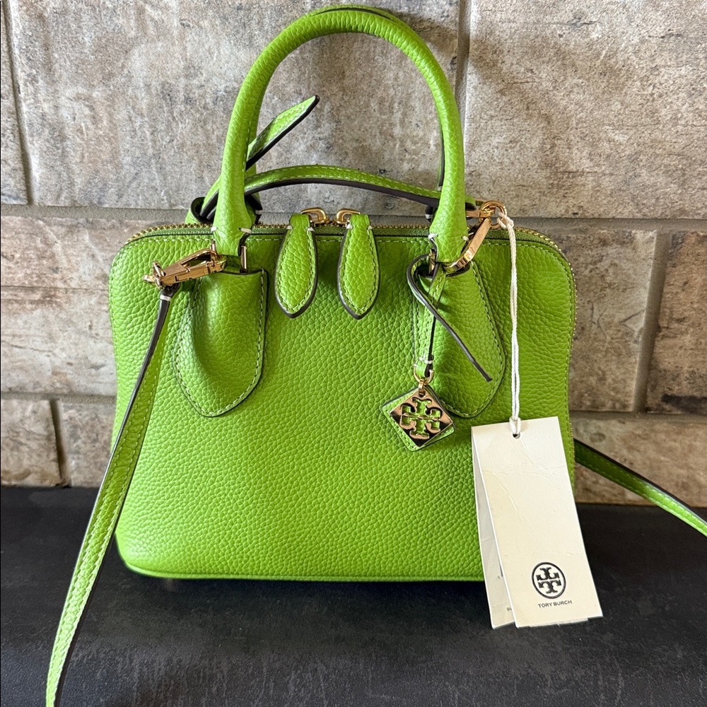 NWT Tory Burch Green (Wheatgrass) Leather Mini Swing Bag